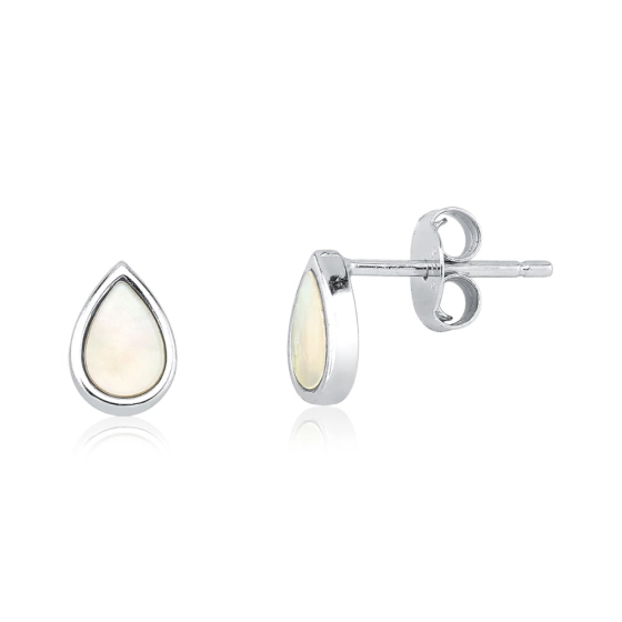 Produto - Brinco Feminino de Prata 925 Gota com Madrepérola