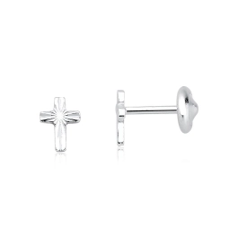 Produto - Brinco Infantil de Prata 925 Cruz diamantada