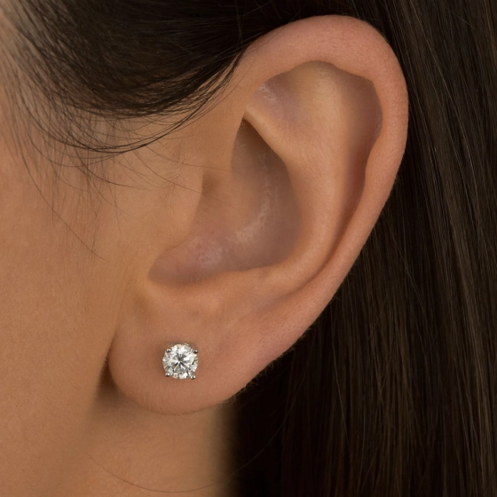 Produto - Brinco Moissanite de Prata 925 Redondo com Certificado GRA
