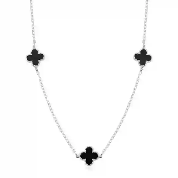 Produto - Colar Feminino de Prata 925 Elo Cadeado com Trevos