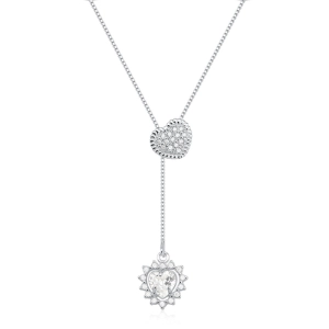 Produto - Colar Feminino de Prata 925 Gravatinha com Coração Detalhado 