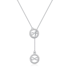 Produto - Colar Feminino de Prata 925 Gravatinha com Infinito Vazado