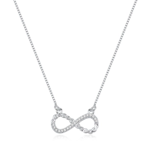 Produto - Colar Feminino de Prata 925 Infinito com Zircônias