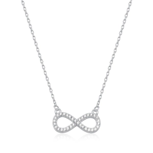 Produto - Colar Feminino de Prata 925 Infinito com Zircônias