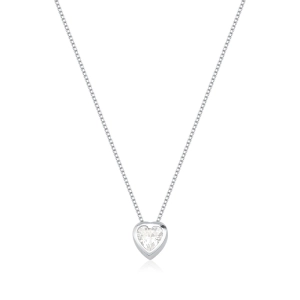 Produto - Colar Feminino de Prata 925 Ponto de Luz Coração Cravejado com 45cm