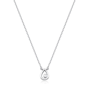 Produto - Colar Gota com Diamante Delicado em Ouro Branco 18k