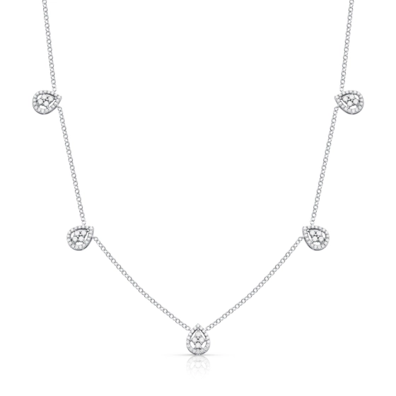 Produto - Colar Gotas com Diamantes em Ouro Branco 18K