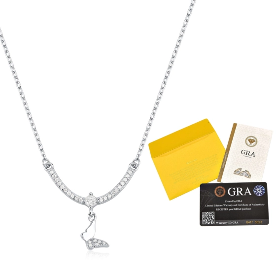 Produto - Colar Moissanite de Prata 925 Borboleta Cravejada e Ponto de Luz