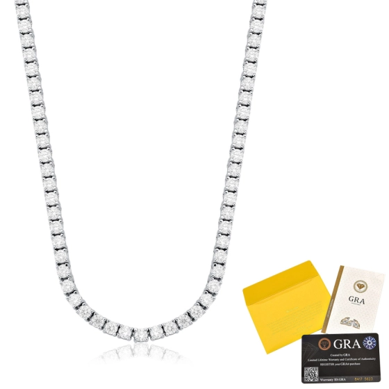 Produto - Colar Riviera com Moissanite de Prata 925 VVS1 e Certificado GRA