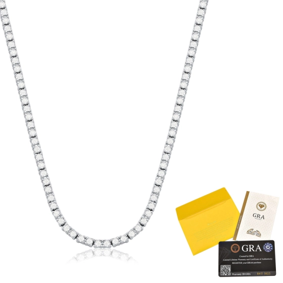 Produto - Colar Riviera com Moissanites de 2mm em Prata 925 e Certificado GRA VVS1