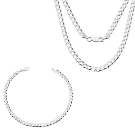 Produto - Conjunto Corrente e Pulseira Grumet 60cm 4.5mm Prata 925