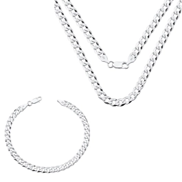 Produto - Conjunto Corrente e Pulseira Grumet 70cm 6mm Prata 925