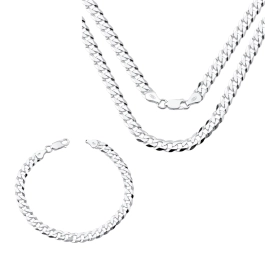 Produto - Conjunto Corrente e Pulseira Grumet 70cm 7mm Prata 925