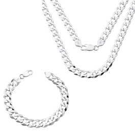 Produto - Conjunto Corrente e Pulseira Grumet 60cm 9mm Prata 925