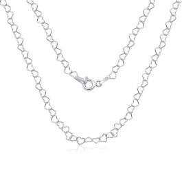 Produto - Corrente Feminina de Prata 925 Elos Coração com 45cm