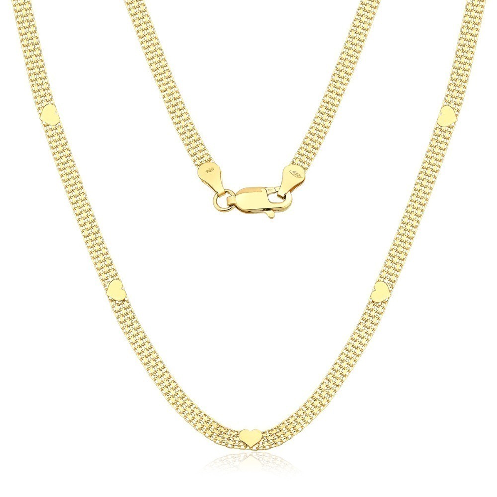 Corrente Feminina de Ouro 18k Bismark com Coração Produto - Corrente Feminina de Ouro 18k Bismark com Coração