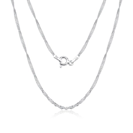 Produto - Corrente prata 925 colar Singapura 45cm - Prata legitima 925