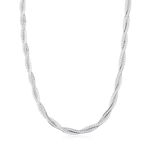 Produto - Corrente Feminina de Prata 925 Trançada com 2 Fios e 45cm
