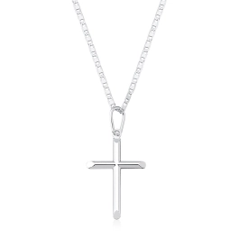 Produto - Cordão masculino de prata 925 Piastrine 60cm com cruz 2,8cm
