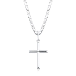 Produto - Cordão masculino de prata 925 grumet 60cm e 3mm Cruz facetada