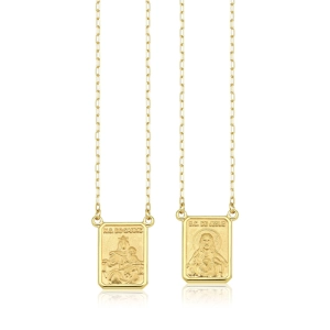 Produto - Escapulário de Ouro 18k Sagrado Coração Jesus e Nossa Senhora do Carmo Grande