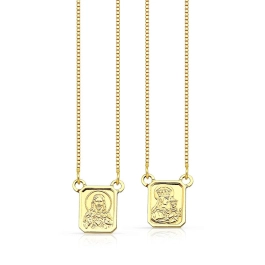 Produto - Escapulário de Ouro 18k Sagrado Coração Jesus e N. Sra. do Carmo
