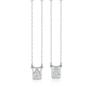 Produto - Escapulário de Ouro Branco Sagrado Coração Jesus e Nossa Senhora do Carmo