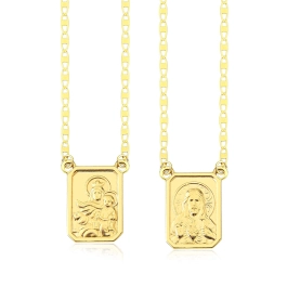 Produto - Escapulário de Ouro 18k Piastrine 65cm com 1mm