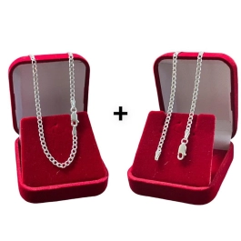 Produto - Conjunto Corrente E Pulseira Prata 925 Legitima Escama 70cm 2.4mm