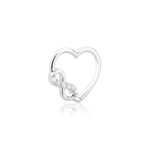 Piercing de Prata 925 Argola Coração com Infinito Produto - Piercing de Prata 925 Argola Coração com Infinito