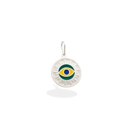 Produto - Pingente Feminino de Prata 925 Olho Grego Cores da Bandeira