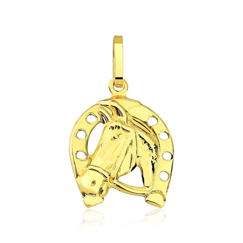 Produto - Pingente de Ouro 18k Ferradura com Cavalo
