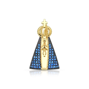 Produto - Pingente de Ouro 18k Nossa Senhora Aparecida manto azul