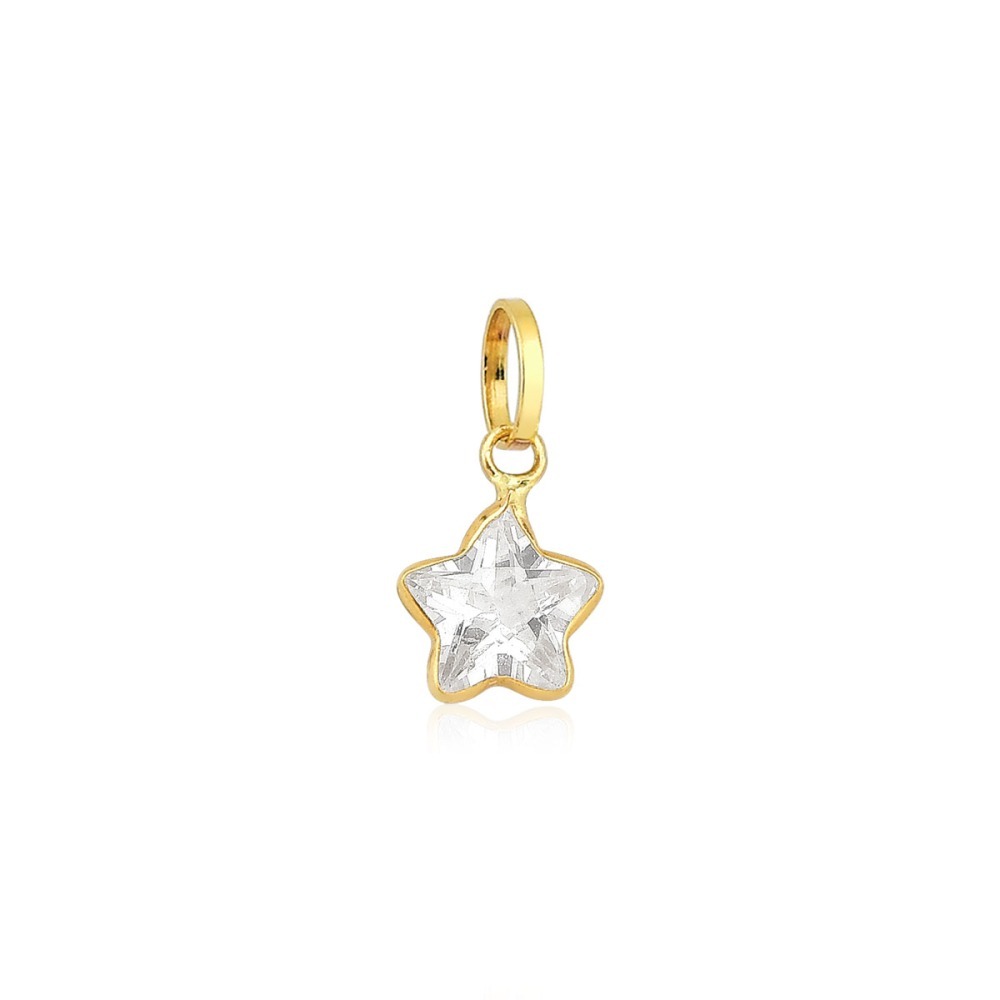Pingente de Ouro 18k Ponto de Luz Estrela com 4mm Produto - Pingente de Ouro 18k Ponto de Luz Estrela com 4mm