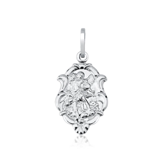 Produto - Pingente de Ouro Branco São Miguel Arcanjo