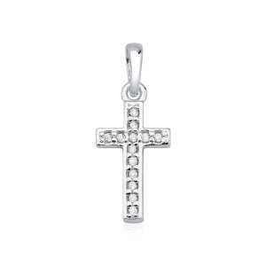 Produto - Pingente de Prata 925 Cruz com Zircônias Cravejadas