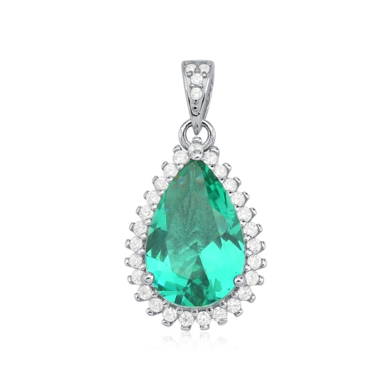 Produto - Pingente de Prata 925 Gota Cravejada com 1,5cm