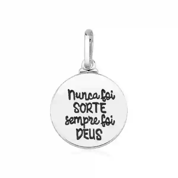 Produto - Pingente de Prata 925 Nunca Foi Sorte Sempre foi Deus