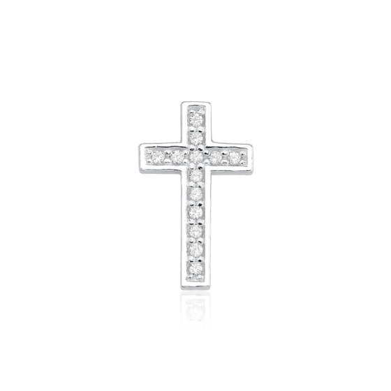 Produto - Pingente de Prata 925 Passante Cruz Cravejada