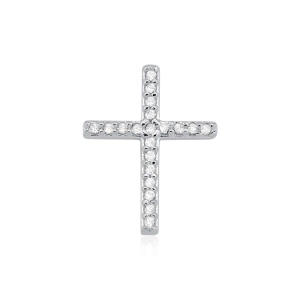 Produto - Pingente Passante de Prata 925 Cruz com Zircônias