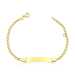 Pulseira Infantil de Ouro 18k Grumet com Chapinha Produto - Pulseira Infantil de Ouro 18k Grumet com Chapinha
