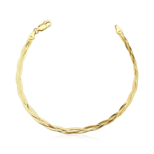 Pulseira de Ouro 18k Trançada com 3 Fios Produto - Pulseira de Ouro 18k Trançada com 3 Fios