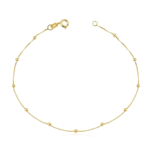Pulseira Feminina de Ouro 18k Bolinhas com 2mm Produto - Pulseira Feminina de Ouro 18k Bolinhas com 2mm