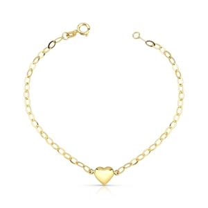 Pulseira Feminina de Ouro 18k Coração Abaulado Produto - Pulseira Feminina de Ouro 18k Coração Abaulado