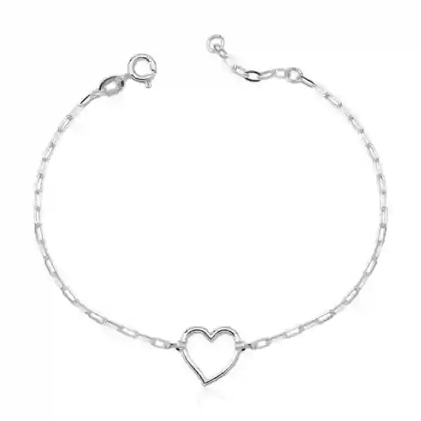 Produto - Pulseira Feminina de Prata 925 Coração Vazado