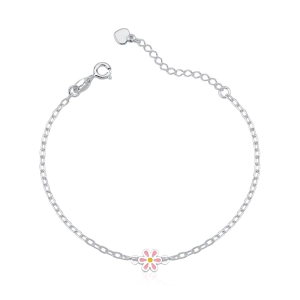 Produto - Pulseira Feminina de Prata 925 Florzinha Resinada