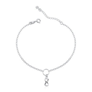 Produto - Pulseira Feminina de Prata 925 Infinito Pendurado e Forever