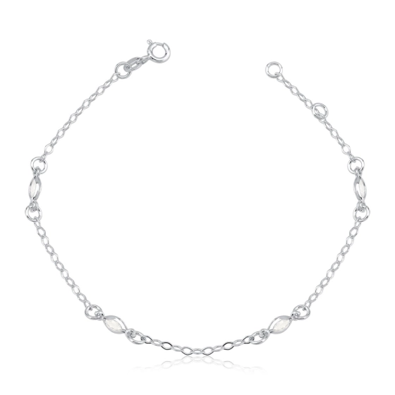 Produto - Pulseira Feminina de Prata 925 Oval com Zircônias