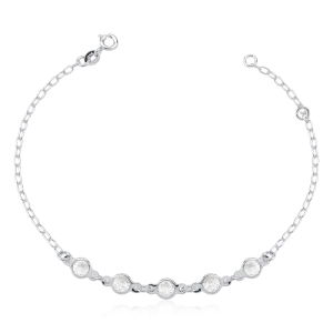 Produto - Pulseira Feminina de Prata 925 Redonda Cravejada com Zircônias Cristal