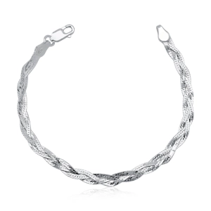 Produto - Pulseira Feminina de Prata 925 Trançada com 3 Fios